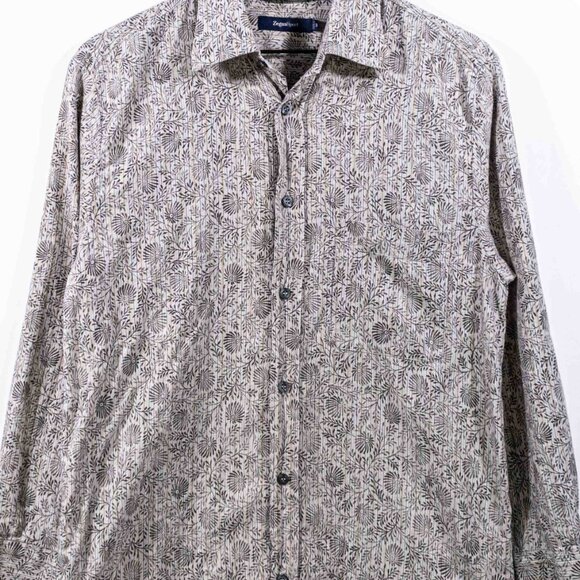 Zegna Sports Floral All Over Print Button Shirt Medium Designer Preppy - Picture 2 of 8